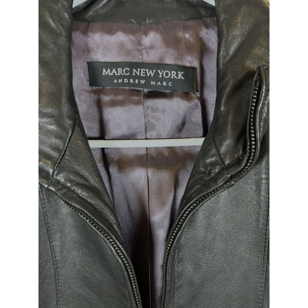 Marc New York Buttery Soft leather Jacket Women’s Sm Black With Purple Lining - Picture 3 of 7